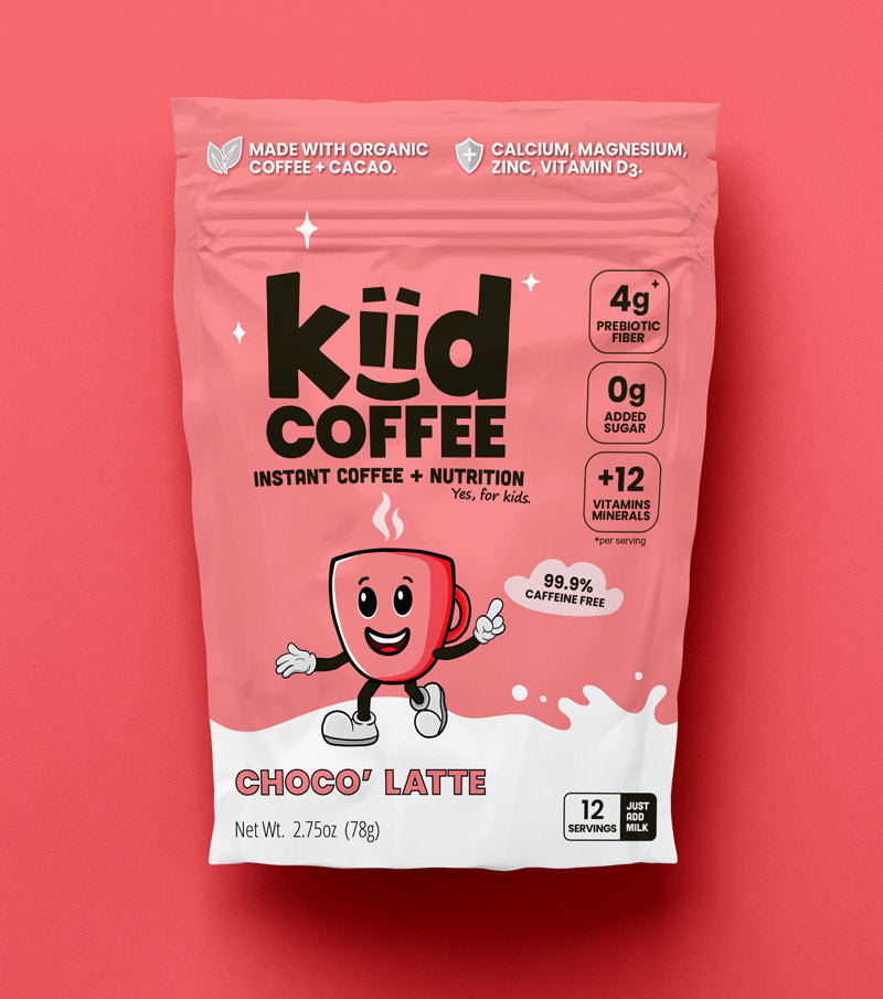Front of Kiid Coffee packaging Chocolate flavor or Choco'Latte for kids