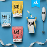 kiid coffee gift bundle with three 12 serving bags of kiid coffee the kiid coffee cup and electric mixer 